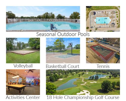 un collage de photos de différentes piscines extérieures dans l'établissement Catch the Sunrise - Branson Mo - Holiday Hills - 2bd Condo, à Branson
