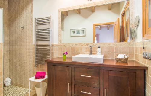 a bathroom with a sink and a mirror at Sa Sargantana in Llucmajor