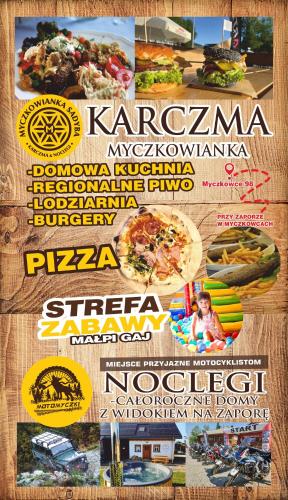 a flyer for a restaurant with different types of food at MOTOMYCZKI-motel in Myczkowce