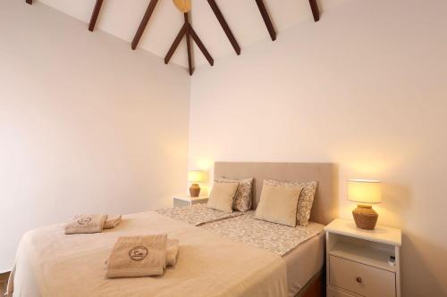 une chambre avec un lit avec deux lampes dessus dans l'établissement Apartamento Sebastian, à Adeje