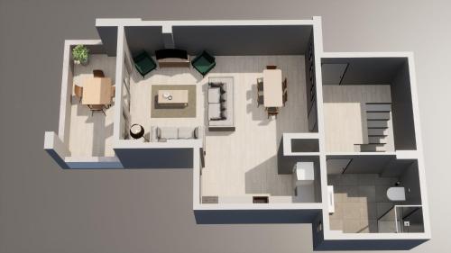 a rendering of a floor plan of a house at #481 - Spacious 3BR Duplex with Private Garden in Datca