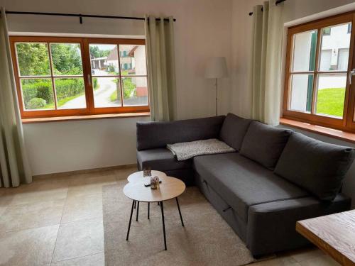 Χώρος καθιστικού στο Ferienwohnung Lindenblüte