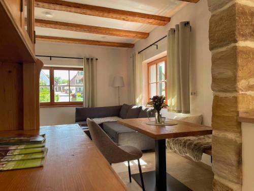 Χώρος καθιστικού στο Ferienwohnung Lindenblüte