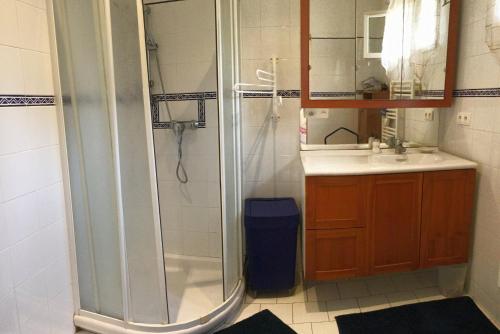 a bathroom with a shower and a sink at House with pool, Mouries Alpilles Provence 6 persons in Mouriès