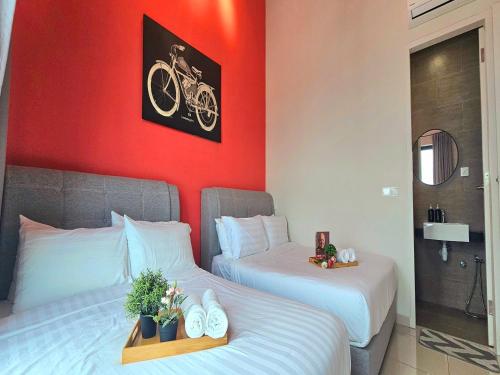 Ένα ή περισσότερα κρεβάτια σε δωμάτιο στο 3 bedrooms condor nearest Jonker Walk at Ong Kim Wee Residence