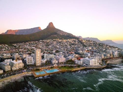 an aerial view of cape town and the table mountain at The Cole Boutique Hotel & Spa in Cape Town