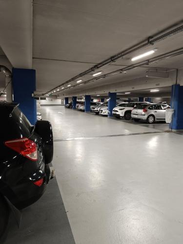 un garage avec plusieurs voitures qui y sont garées dans l'établissement LITTLE MAMA including a parking space at 100 meters, à Colmar