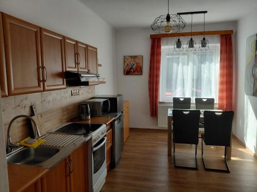 Kuchyň nebo kuchyňský kout v ubytování Apartmán na Trávnicích