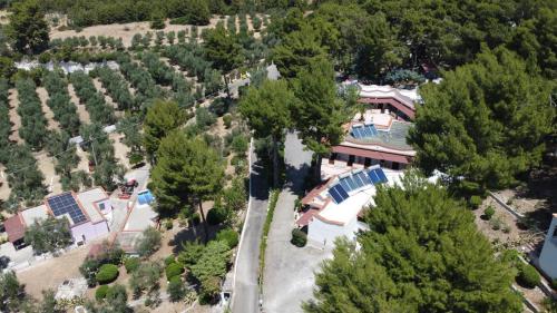 an overhead view of a building with a pool and trees at Villaggio Elisena in Vieste