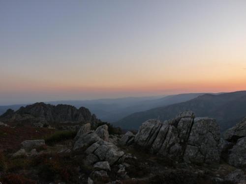 a view from the summit of a mountain at sunset at Villa hameau paisible Ardouane, à côté voie verte in Riols