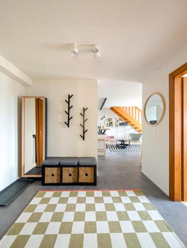Postel nebo postele na pokoji v ubytování Spacieux duplex avec accès direct au bains