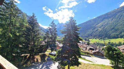 a group of trees in front of a mountain at Beau Sejour 3- Appartement 6 personnes- Evolene in Evolène