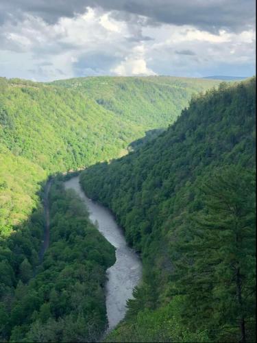 an aerial view of a river in a valley at Water and Electric 30 Amp Pull through up to 24 Site ONLY in Gaines