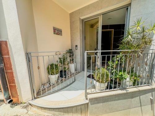 a balcony with a bunch of potted plants on it at B&B by Family L&G in Vibo Valentia Marina