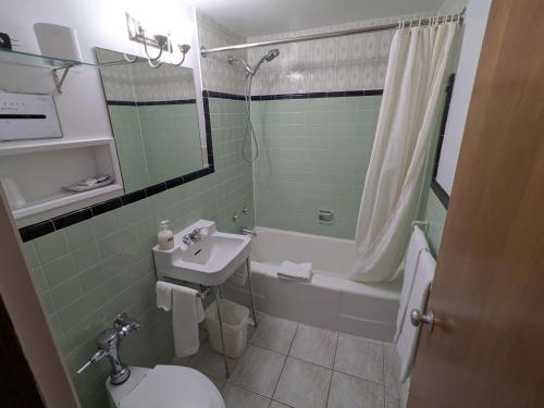 a bathroom with a sink and a toilet and a shower at Mariner motor hotel in Collingwood
