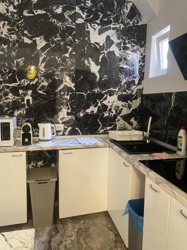 Kuchyň nebo kuchyňský kout v ubytování DUNJA apartment