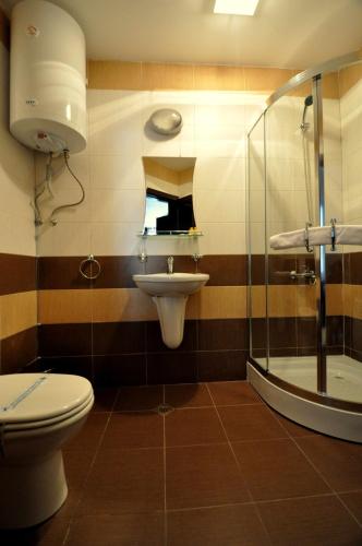 a bathroom with a toilet and a sink and a shower at Maria-Antoaneta Residence in Bansko