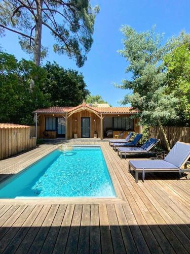 Résidence 03280-lacanau - Proche du lac magnifique cottage avec piscine privée pour 7 personnes MAE-0491