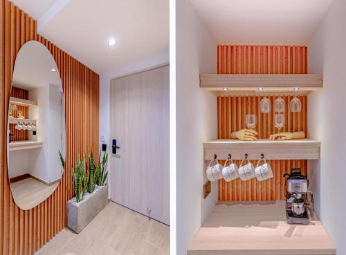 a room with a hallway with a mirror and a door at Edificio Habitare Cristales Cali 2 in Cali