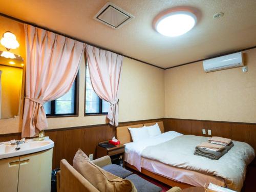 a hotel room with a bed and a sink at Hotel Euro City in Nikko
