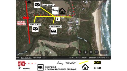 a map of the approximate location of a house at Solitary Islands Farm Tiny House by Tiny Away in Arrawarra