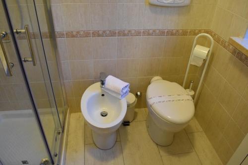 a bathroom with a toilet and a sink at Villa La Mulinella in Preturo