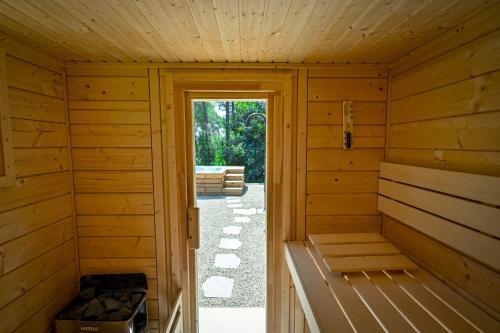 an inside view of a wooden sauna at LES TERRASSES DE LORGUES - B&B de charme en Provence in Lorgues