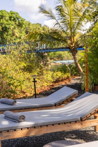 Jardín al aire libre en Pont Bleu Suites Riverside & Pool