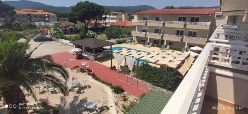 an aerial view of a resort with a swimming pool at Sarti Plaza in Sarti