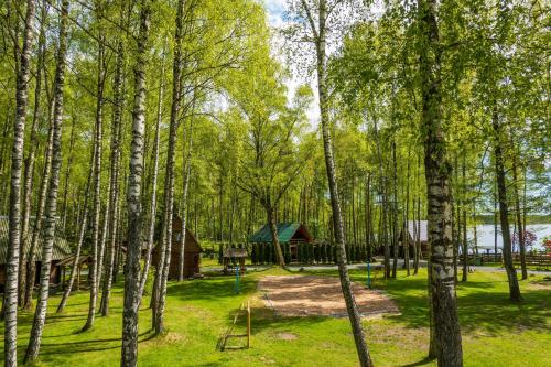 a view of a park with trees and houses at Atpūtas komplekss Lilaste in Lilaste