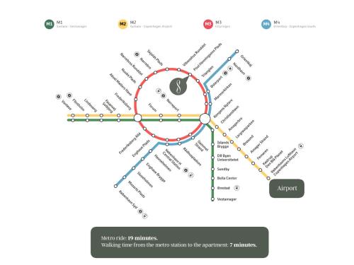 a map of the subway system at Sanders Park - Charming 1-Bdr Apt Close to Metro in Copenhagen