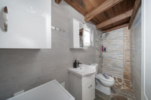a bathroom with a toilet and a sink at Villa Clotho in Porto Rafti