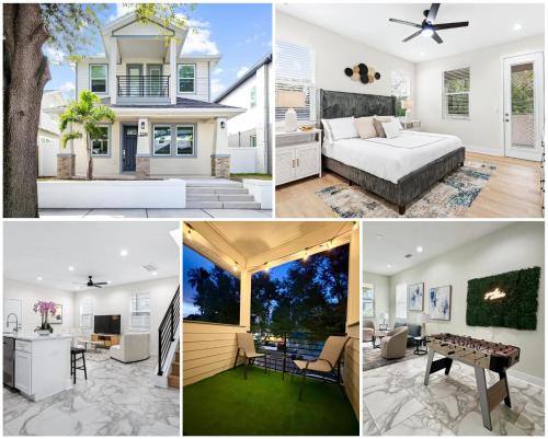 a collage of photos of a house at Spacious Modern 5-Bedroom House, Close to Downtown Tampa in Tampa