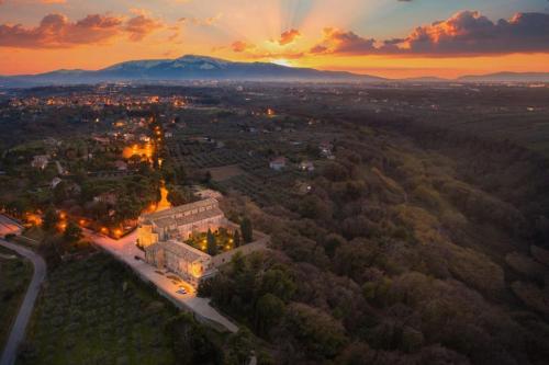 an aerial view of a building in a city at sunset at Dimora Marina - fronte mare - Lungomare di Fossacesia in Fossacesia