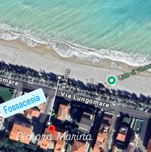a map of the beach and the ocean at Dimora Marina - fronte mare - Lungomare di Fossacesia in Fossacesia