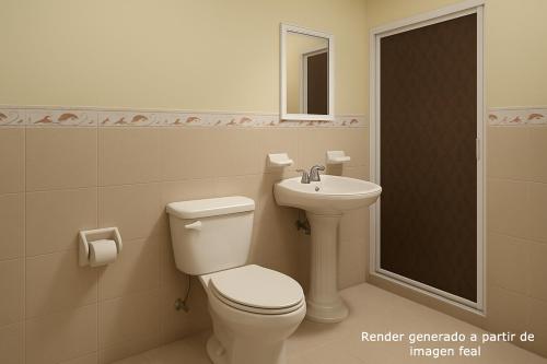 a bathroom with a toilet and a sink at Suite#11 Cerca de Auto. Mex-Qro. in Cuautitlán Izcalli