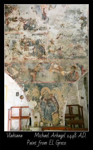 a painting on the ceiling of a building at Villa Daskalogianni in Vlakhianá