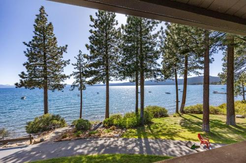 a view of the water from a house at Remodeled 4BR Lakefront with Exceptional Amenities in Kings Beach