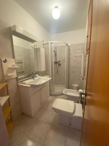 a bathroom with a toilet and a sink and a shower at Noor in Riomaggiore