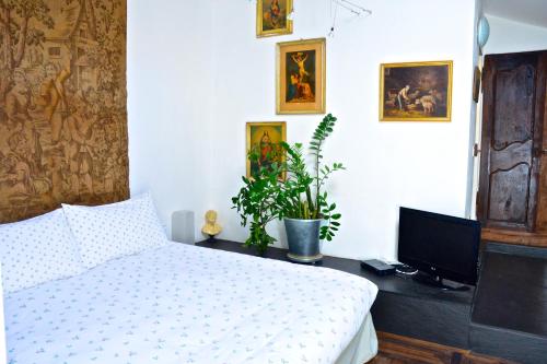 Säng eller sängar i ett rum på La Terrazza dei Pelargoni B&B
