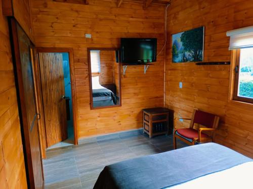 TV a/nebo společenská místnost v ubytování Glamping y Camping El Lago