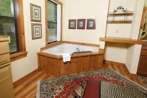 ガトリンバーグにあるThe Bird Hallarの窓のある部屋にある浴槽