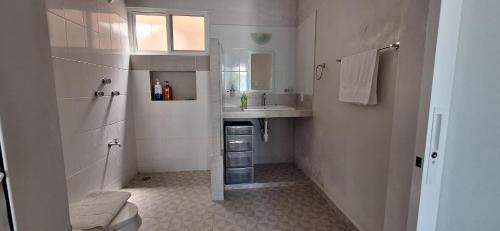 プログレソにあるOasis del Mar- Departamento Marの洗面台とトイレ付きの小さなバスルーム