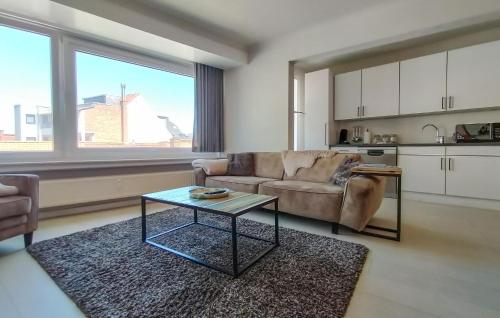 a living room with a couch and a table at Pet Friendly Apartment In Oostende With Wifi in Ostend
