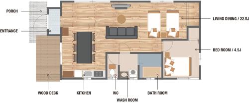 a plan of a house with the dimensions of it at Suite Viila Sankakurojji Yamanakako in Yamanakako