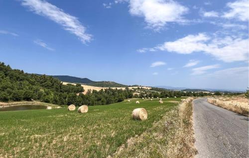a field with hay bales in the grass next to a road at Stunning Apartment In San Vito In Monte in Baccano