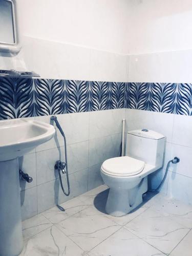 une salle de bain avec toilettes et lavabo dans l'établissement The Indus Escape, à Skardu