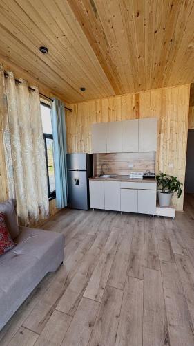 a living room with a couch and a kitchen at SouthLux3 in Tossor