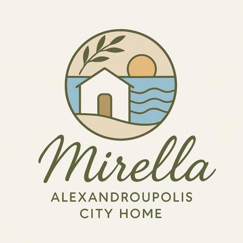 een huis in een cirkel logo bij Alexandroupolis City Home Eftelya 50m City Best Location in Alexandroupoli