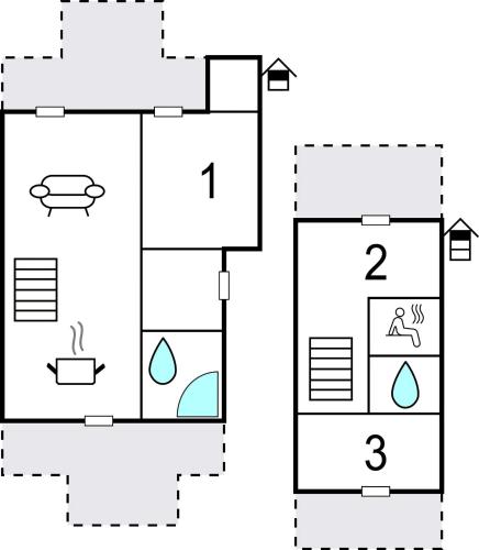 a diagram of a bathroom with numbers on it at Gorgeous Apartment In Rechlin With Wifi in Rechlin